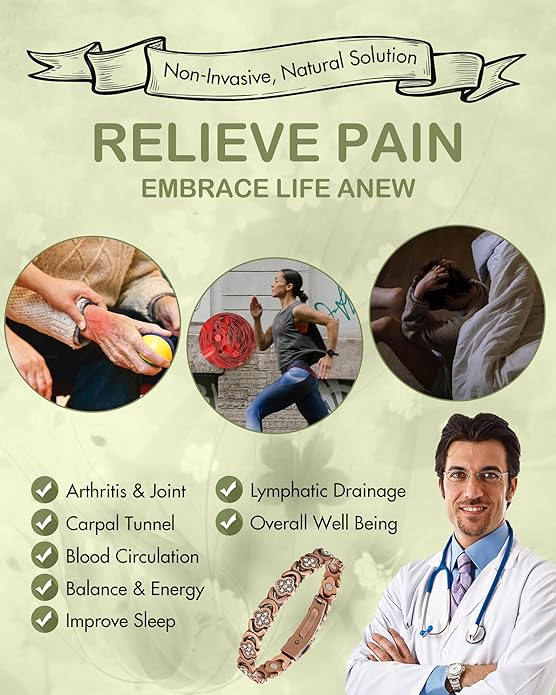 🔥🔥Diystar® Copper Bracelets for Women. Pure Copper Magnetic Bracelet with 3800 Gauss Effective Magnets