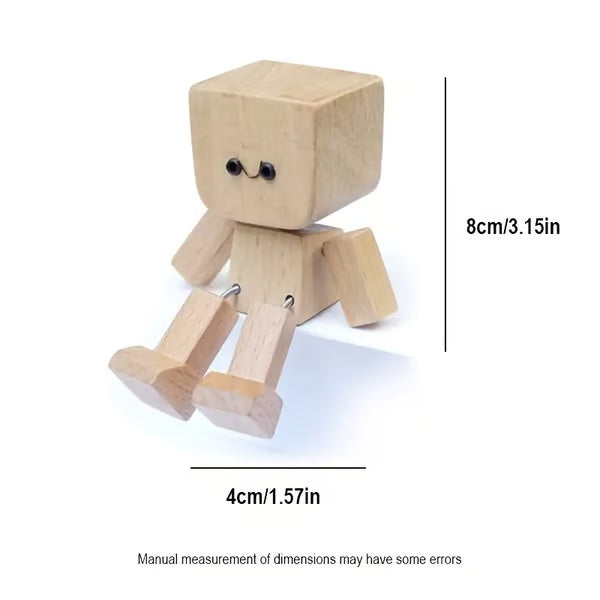 💖Handmade Charming Shaking Wooden Man Figurine with 12PCS Magnetic Expressions