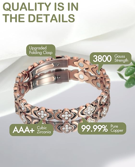 🔥🔥Diystar® Copper Bracelets for Women. Pure Copper Magnetic Bracelet with 3800 Gauss Effective Magnets