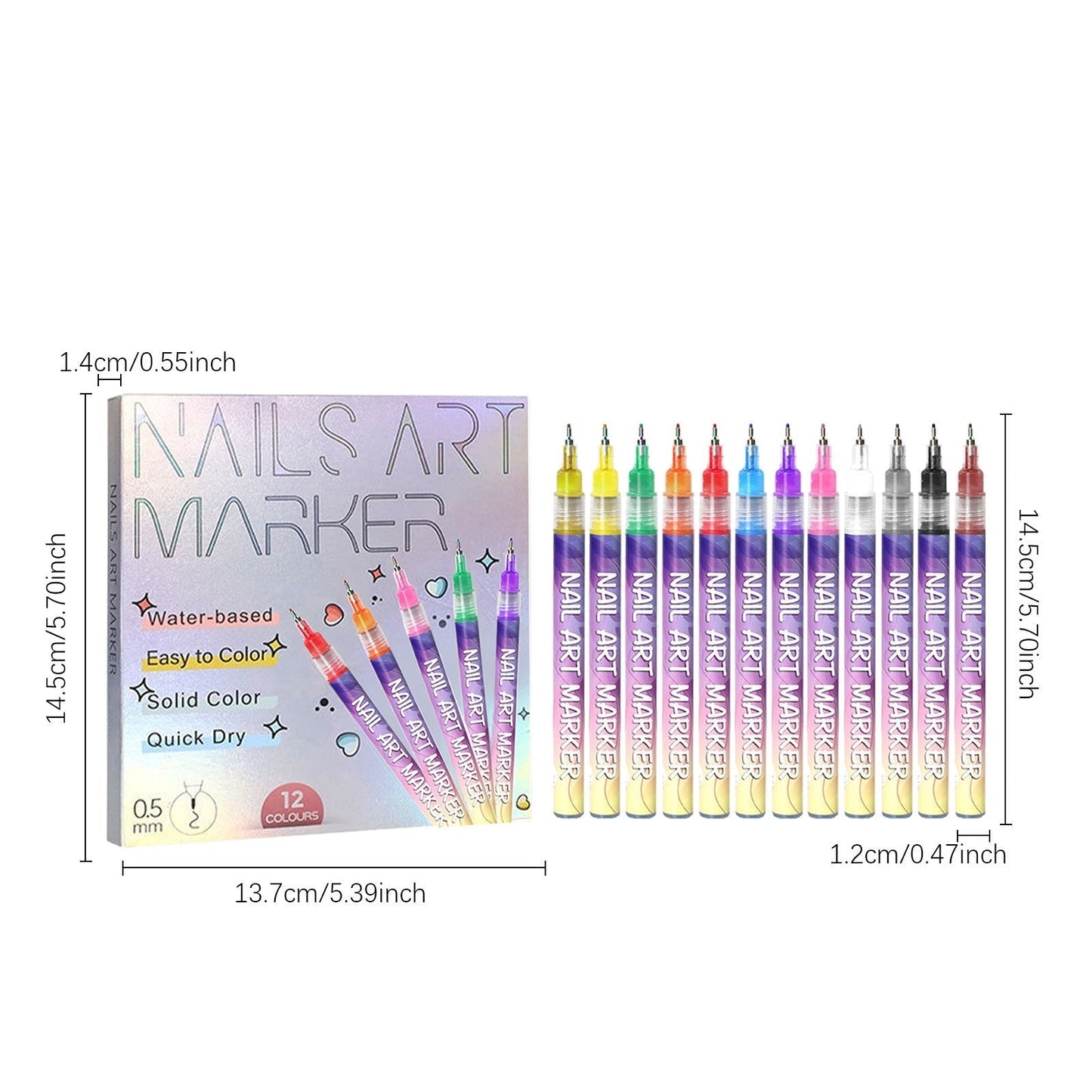 12 Colors DIY Nail Art Pens Set
