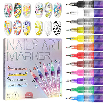 12 Colors DIY Nail Art Pens Set