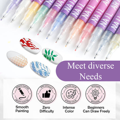 12 Colors DIY Nail Art Pens Set